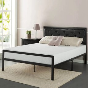 Hanna fém ágykeret ajándék ágyráccsal, több méretben és színben-Fekete 160x200 cm-es-fekete