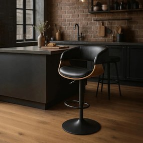 Elegáns Bárszék Fekete Eco-bőr Kárpittal. OREGON