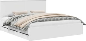 vidaXL Ágykeret fiókkal fejtámlával Fehér 180 x 200 cm Mérnöki Fa