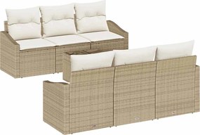 vidaXL Kanapé Szett párnával párnával 7 pcs Beige és krém polirattan