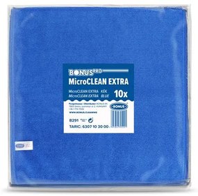 Törlőkendő, univerzális, 10 db, 40x40 cm, BONUS MicroCLEAN Extra, kék (KHT1300)