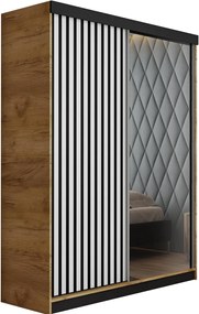 Malani 138 Tolóajtós Szekrény 138cm, Arany Tölgy-Fehér