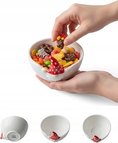 Édességtartó Tál Manó Piros-fehér 13,5X12,5CM Porcelán Tálalható