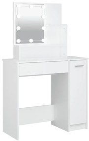Fehér fésülködőasztal LED-del 86,5 x 35 x 136 cm