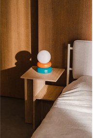 Petróleum színű-narancssárga tömörfa asztali lámpa üveg búrával (magasság 24 cm) Otem – noo.ma