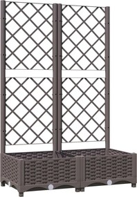 vidaXL barna polipropilén rácsos kerti ültetőláda 80 x 40 x 121,5 cm