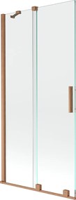 Mexen Velar, 2 szárnyas eltolható kádparaván 90 x 150 cm, 8mm átlátszó üveg, rézmatt, 896-090-000-01-65