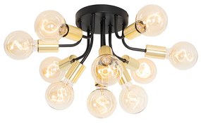 Modern mennyezeti lámpa fekete, arany 10-es lámpákkal - Juul