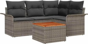 vidaXL Kerti Kanapé Szett tárolóval 5 pcs Szürke polirattan