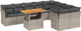 vidaXL 10 részes szürke polyrattan kerti ülőgarnitúra párnákkal
