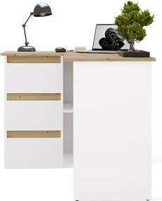 NICEA íróasztal 120x48.5x75 cm, balos, tölgy-fehér