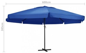azúrkék kültéri napernyő alumíniumrúddal 600 cm