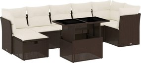 vidaXL 8 részes barna polyrattan kerti ülőgarnitúra párnákkal
