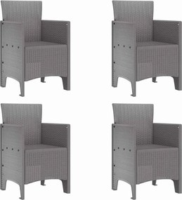 vidaXL Kerti Szék 4 pcs Világosszürke 53 x 49 x 85 cm Polipropilén