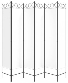 6-paneles fehér szövet térelválasztó 240 x 200 cm