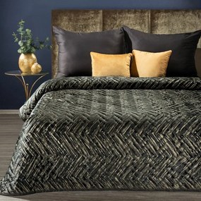 Agata1 bársony ágytakaró Fekete/arany 170x210 cm