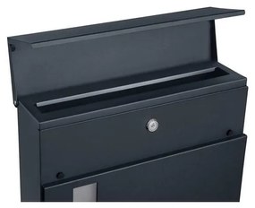 Modern postaláda újságtartóval, antracitszürke