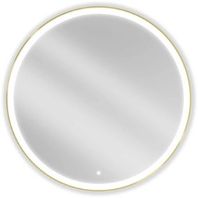 Mexen Esso kerek LED háttérvilágítású fürdőszobai tükör 100cm 6000K párásodásgátló fűtőbetét arany keret 9825-100-100-611-50