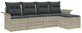 vidaXL Kültéri kanapé párnával 5 pcs Világosszürke polirattan