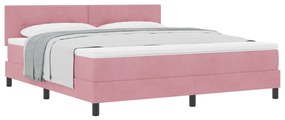 Boxspring Ágy Mattal Rózsaszín Szuper King Bársony