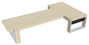 Verno+ S asztal 200 x 370 cm, kiegészítő íróasztallal, akác / fekete