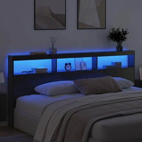 Fejtámla polcokkal Fekete tölgy 220 x 17 x 102 cm Faanyag