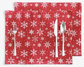 Goldea karácsonyi valencia 2 darabos reggeliző alátét - fehér pelyhek piros alapon 30 x 40 cm
