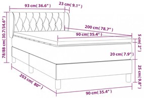 fekete szövet rugós ágy matraccal 90x200 cm