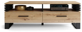 Mazzoni GOKEE RTV-145 Artisan Tölgy/Fekete Matt - MODERN LAMELLÁS TV ASZTAL