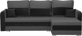 KOROS Kinyitható sarokkanapé Szürke/fekete