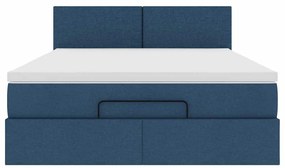 Ottomán ágy matraccal &amp; LED kék 140x190 cm szövet