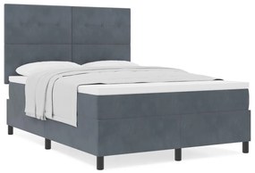 Boxspring Ágy Mattal Sötétszürke 140x190 cm Bársony