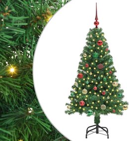 vidaXL Mű karácsonyfa 150 LED-del Zöld 150 cm PVC és Acél és Műanyag