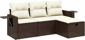vidaXL 4 részes barna polyrattan kerti ülőgarnitúra párnákkal