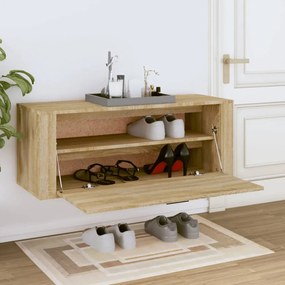 sonoma tölgy színű szerelt fa fali cipőszekrény 100x35x38 cm