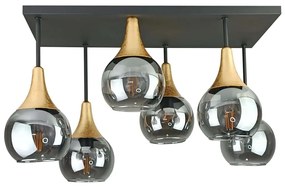 Felületre szerelhető csillár  SOMA 6xE27/60W/230V fekete/arany/füstös fekete