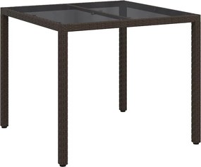 vidaXL Kerti Asztal Barna 90 x 90 x 75 cm polirattan