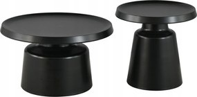 2 db-os kerek dohányzóasztal szett fekete nappaliba, hálószobába Lemos
