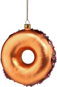 HANG ON üveg karácsonyfadísz fánk barna 10cm