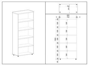 SimpleOffice magas szekrény 80 x 40 x 180 cm, dió / szürke