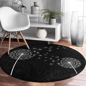 Fekete mosható-robotporszívóval tisztítható kerek szőnyeg ø 120 cm Comfort – Mila Home