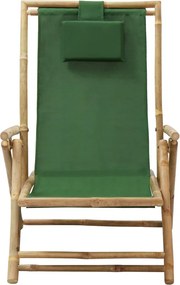 vidaXL zöld bambusz és szövet dönthető pihenőszék