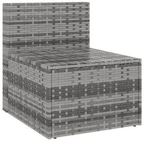 2 db szürke polyrattan kerti középső kanapé párnákkal