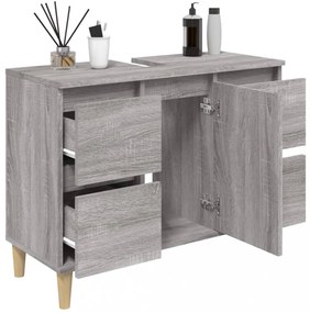 szürke sonoma színű szerelt fa mosdószekrény 80 x 33 x 60 cm