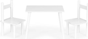 Fa gyerekasztal 2 székkel fehér
