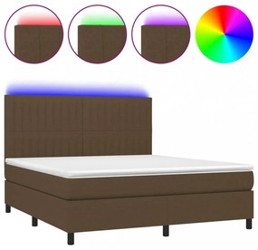 barna szövet rugós és LED-es ágy matraccal 180 x 200 cm
