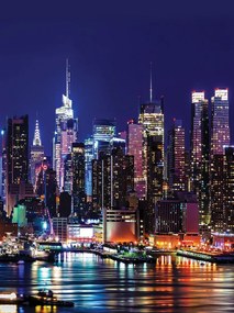 New York éjjel poszter, fotótapéta, Vlies (206x275 cm, álló)