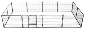vidaXL 12 paneles fekete acél kutyakennel 80 x 60 cm