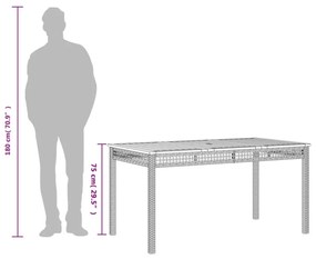 bézs polyrattan és akácfa kerti asztal 140 x 80 x 75 cm