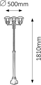 Rabalux 8569 - Kültéri lámpa MARSEILLE 3xE27/60W/230V IP44 1,81 m